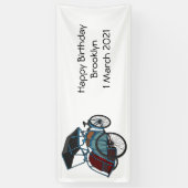 Cycle Rickshaw Cartoon Illustration Banner (Vertikal)