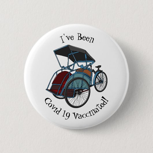Cycle Rickshaw Cartoon Illustration Button (Vorderseite)