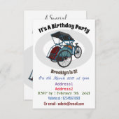 Cycle Rickshaw Cartoon Illustration Einladung (Vorne/Hinten)