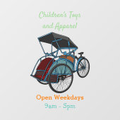 Cycle Rickshaw Cartoon Illustration Fensteraufkleber (Blatt)