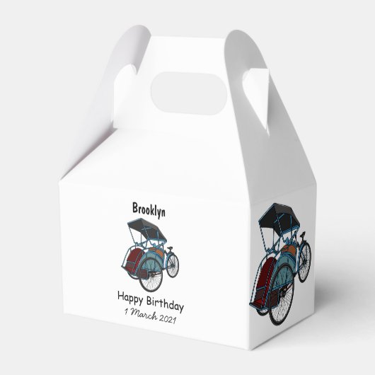 Cycle Rickshaw Cartoon Illustration Geschenkschachtel (Vorderseite)