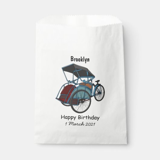 Cycle Rickshaw Cartoon Illustration Geschenktütchen (Vorderseite)