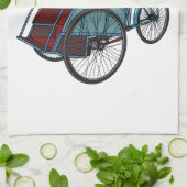 Cycle Rickshaw Cartoon Illustration Geschirrtuch (Gefaltet)