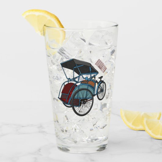 Cycle Rickshaw Cartoon Illustration Glas (Vorderseite Ice)