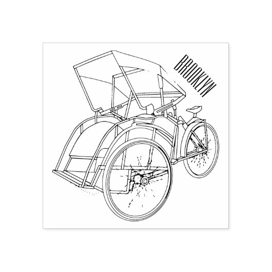Cycle Rickshaw Cartoon Illustration Gummistempel (Prägung)