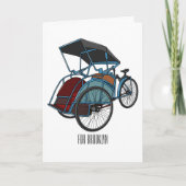 Cycle Rickshaw Cartoon Illustration Karte (Vorderseite)