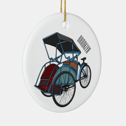 Cycle Rickshaw Cartoon Illustration Keramik Ornament (Rechts)