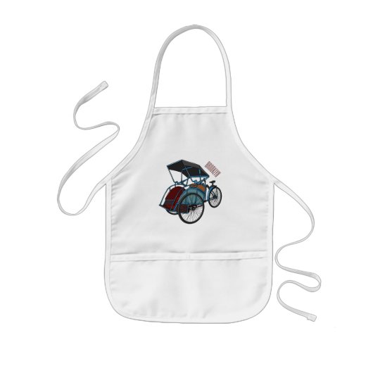Cycle Rickshaw Cartoon Illustration Kinderschürze (Vorne)