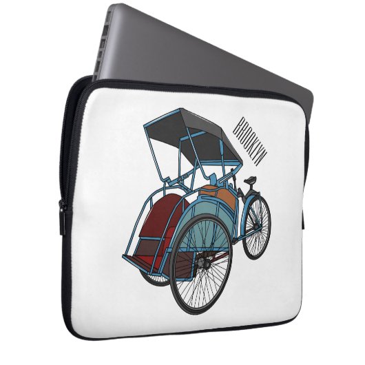 Cycle Rickshaw Cartoon Illustration Laptopschutzhülle (Vorne Rechts)