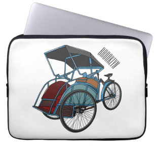 Cycle Rickshaw Cartoon Illustration Laptopschutzhülle