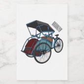 Cycle Rickshaw Cartoon Illustration Lebensmitteletikett (Einzelnes Label)