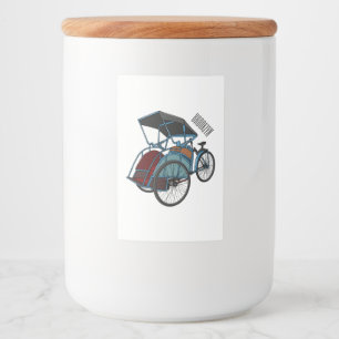 Cycle Rickshaw Cartoon Illustration Lebensmitteletikett