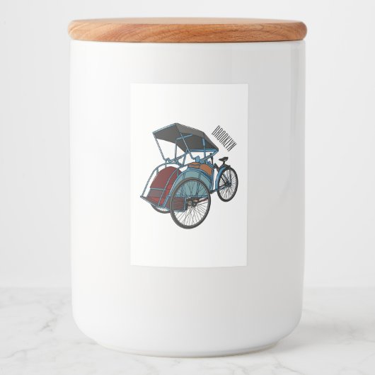 Cycle Rickshaw Cartoon Illustration Lebensmitteletikett (Vorderseite)