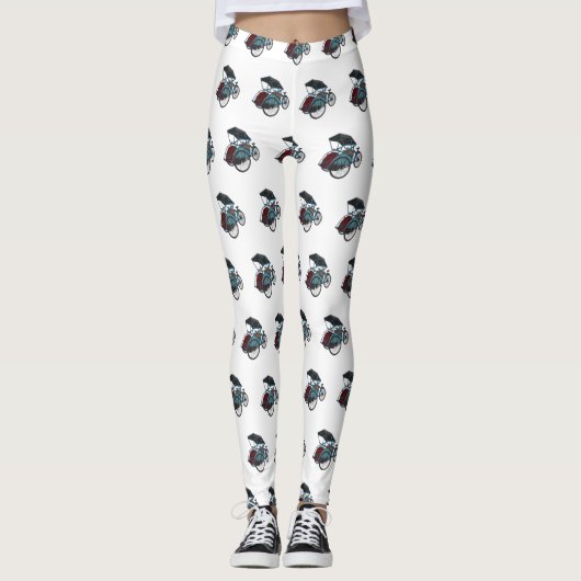 Cycle Rickshaw Cartoon Illustration Leggings (Vorderseite)