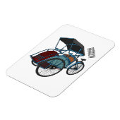 Cycle Rickshaw Cartoon Illustration Magnet (Linke Seite)
