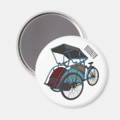 Cycle Rickshaw Cartoon Illustration Magnet (Vorderseite/Rückseite)