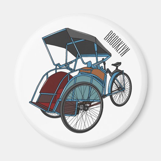 Cycle Rickshaw Cartoon Illustration Magnet (Vorne)