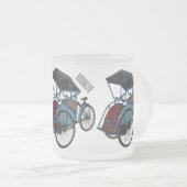Cycle Rickshaw Cartoon Illustration Mattglastasse (VorderseiteRechts)