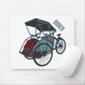 Cycle Rickshaw Cartoon Illustration Mousepad (Mit Mouse)