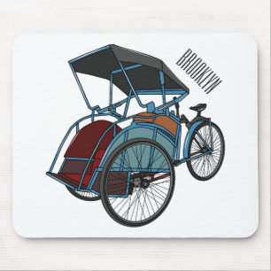 Cycle Rickshaw Cartoon Illustration Mousepad