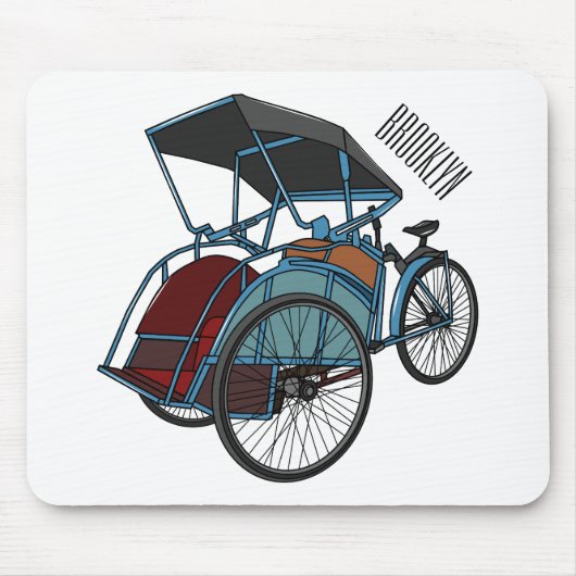 Cycle Rickshaw Cartoon Illustration Mousepad (Vorne)