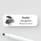 Cycle Rickshaw Cartoon Illustration Namensschild (Beispiel)