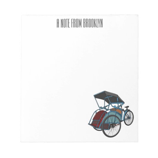 Cycle Rickshaw Cartoon Illustration Notizblock (Vorderseite)