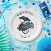 Cycle Rickshaw Cartoon Illustration Pappteller (Party)