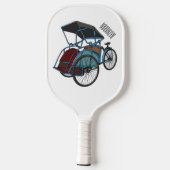 Cycle Rickshaw Cartoon Illustration Pickleball Schläger (Rückseite)