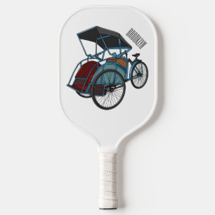 Cycle Rickshaw Cartoon Illustration Pickleball Schläger