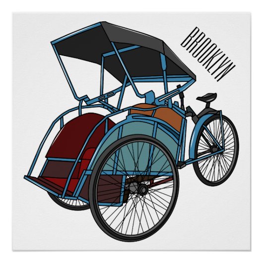 Cycle Rickshaw Cartoon Illustration Poster (Vorderseite)