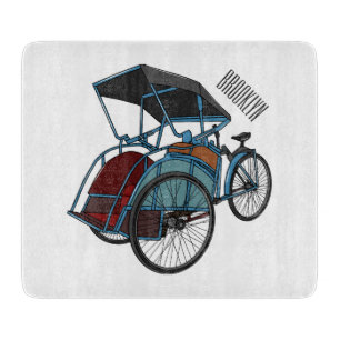 Cycle Rickshaw Cartoon Illustration Schneidebrett