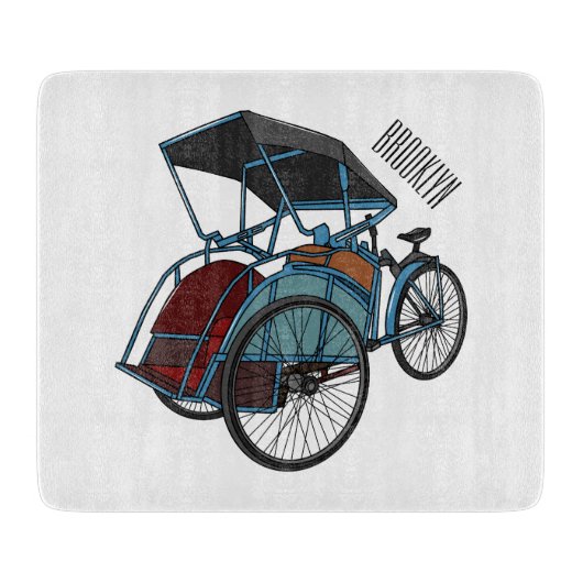 Cycle Rickshaw Cartoon Illustration Schneidebrett (Vorderseite)