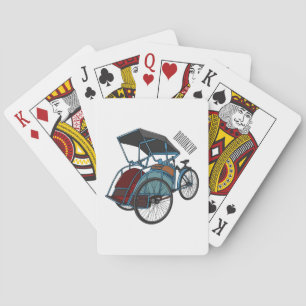 Cycle Rickshaw Cartoon Illustration Spielkarten