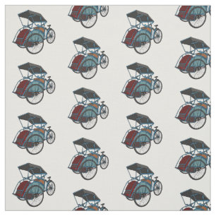 Cycle Rickshaw Cartoon Illustration Stoff