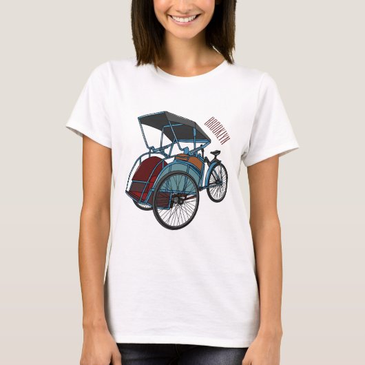 Cycle Rickshaw Cartoon Illustration T-Shirt (Vorderseite)