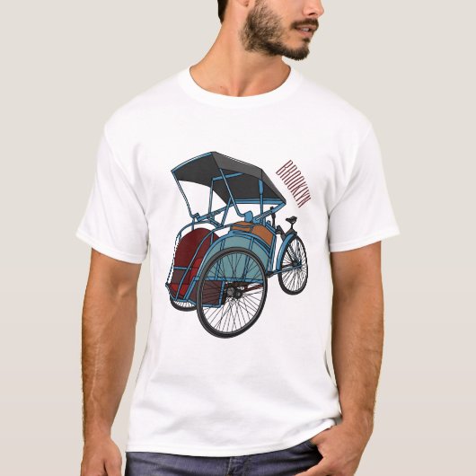 Cycle Rickshaw Cartoon Illustration T-Shirt (Vorderseite)