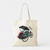 Cycle Rickshaw Cartoon Illustration Tragetasche (Rückseite)