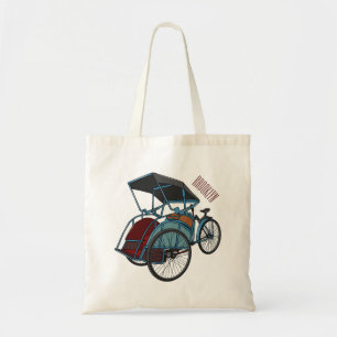 Cycle Rickshaw Cartoon Illustration Tragetasche