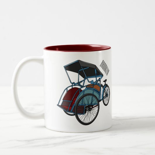 Cycle Rickshaw Cartoon Illustration Zweifarbige Tasse (Links)