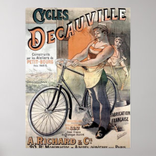 Cycles Deauville Vintage Französisches Fahrradplak Poster