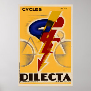Cycles Dilecta Vintage Art Deco Fahrradposter Poster