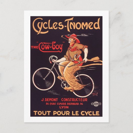 Cycles getnomed "The Cowboy" Vintage Französisch B Postkarte (Vorderseite)