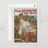 Cycles Perfecta, Alphonse Mucha Art Nouveau Postkarte (Vorne/Hinten)