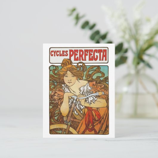 Cycles Perfecta, Alphonse Mucha Art Nouveau Postkarte (Stehend Vorderseite)