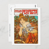 Cycles Perfecta, Alphonse Mucha Art Nouveau Postkarte (Vorne/Hinten)