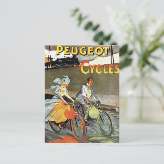 Cycles Peugeot Vintag Bicycle Art Postkarte (Stehend Vorderseite)