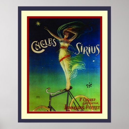 Cycles Sirius Art Nouveau Poster 16 x 20 (Vorne)