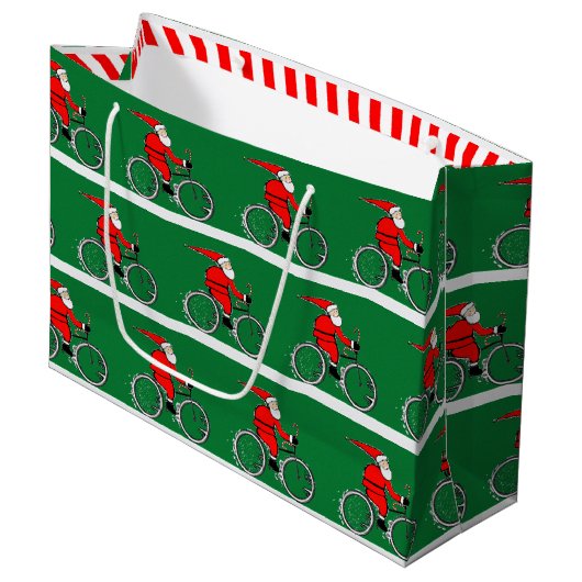 Cycling Bicycle Christmas Holiday Große Geschenktüte (Vorderseite Schrägansicht)