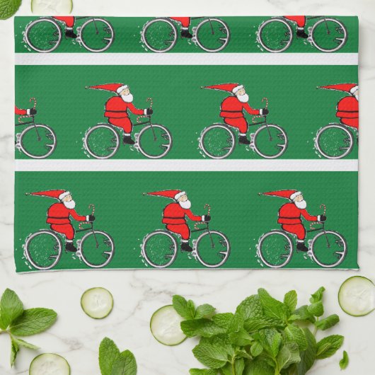 Cycling Christmas Kitchen Towel Geschirrtuch (Gefaltet)
